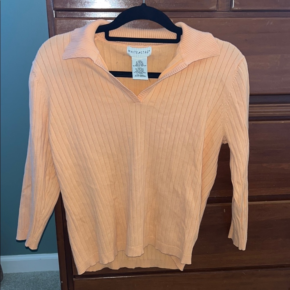 White Stag Orange Ribbed Polo Blouse